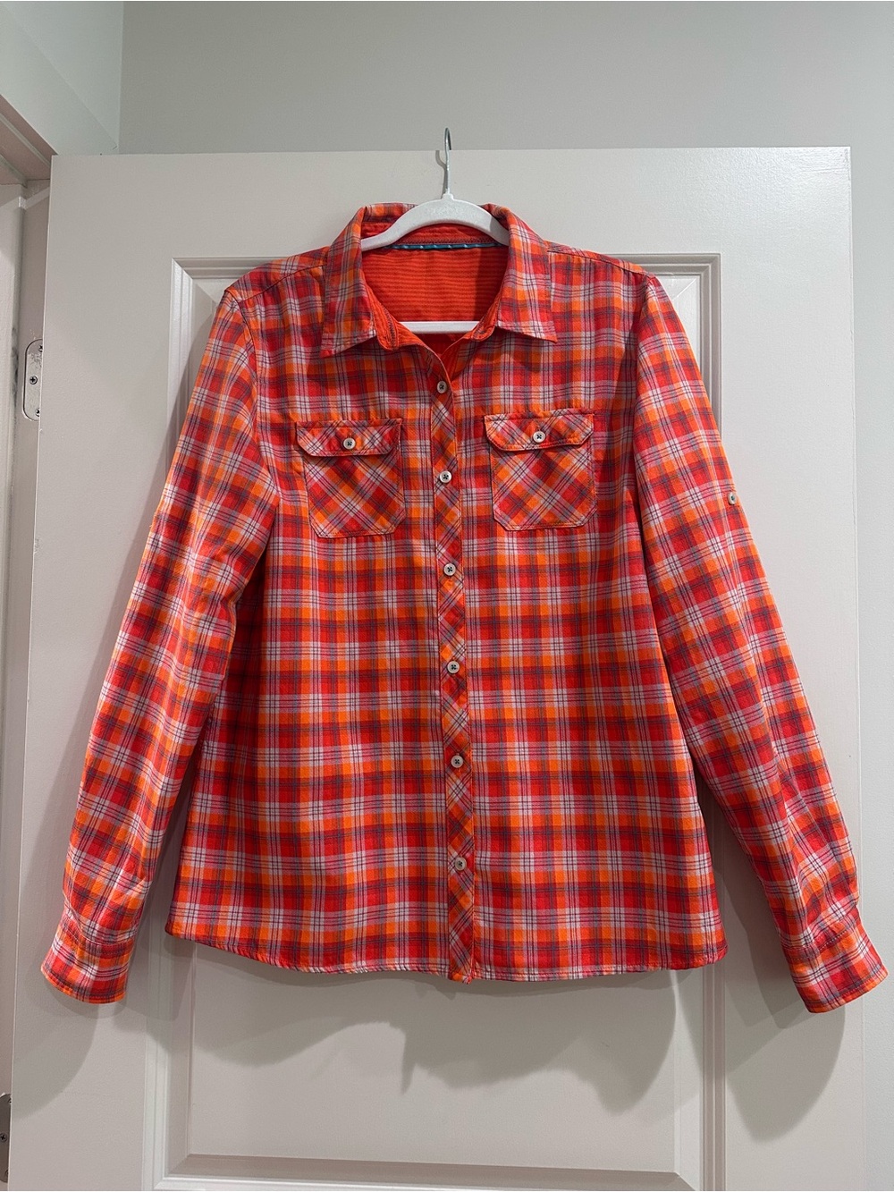 Marmot Orange Red Plaid Button-Down Shirt